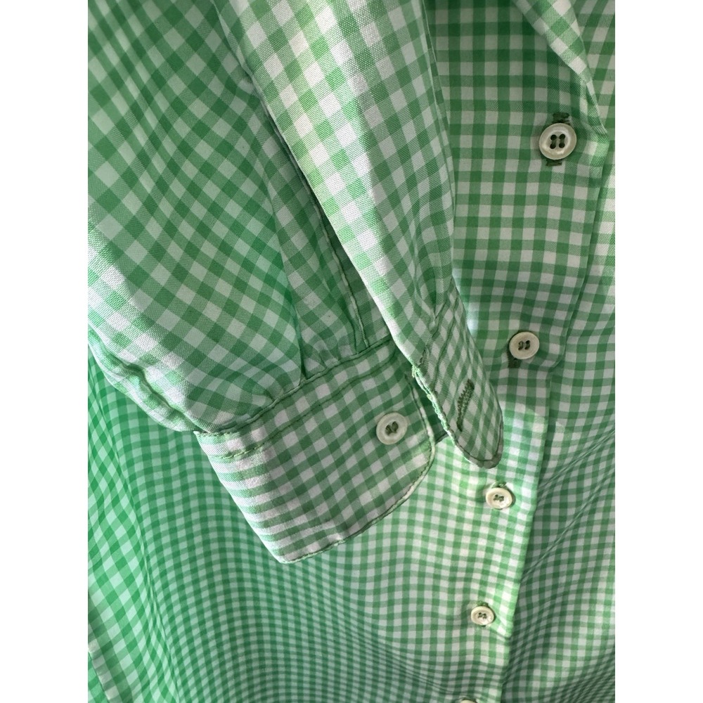 JH Collections Green And White Gingham Collared Button Up Shirt -‎ Size 8/9 - Picture 6 of 13